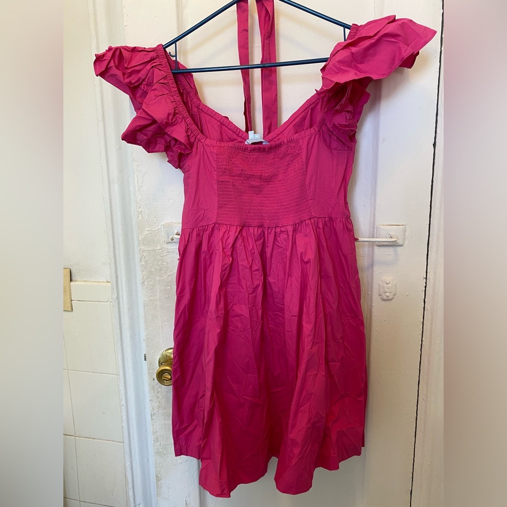 HILLHOUSE Ana Dress Pink Ruffle Mini HILLHOUSE Special edition. - Picture 3 of 7